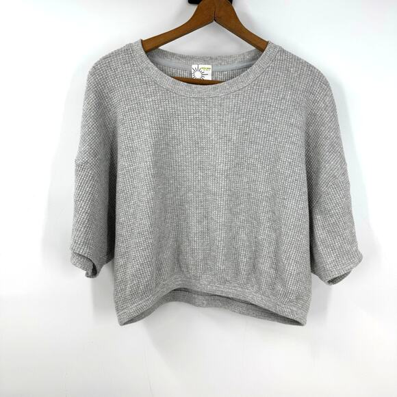 aerie Tops - Offline by Aerie Waffle Knit Cropped Top Shirt Large Gray Boxy Fit Casual Y2K